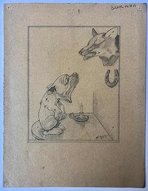 [Drawing, dogs, Beerman] Tekening met potlood (dieren), gesigneerd `W. Beerman, 6 juni '29', 22x1...