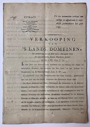 [LEGAL DEED 1821, MAARTENSDIJK, VAN HENGST] Akte van verkoop van domeinen d.d. Utrecht 29 oktober...