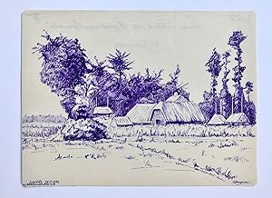 [Modern pen drawing 1942] Gezicht te Speulde in 1942, pentekening door G. Boogman te Arnhem. 12x1...