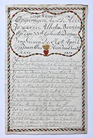 [Manuscript, calligraphy, 1811] Zeegewensch opgedragen aan de heer Johannes Albertus Berteling o...