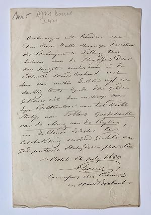 [Manuscript, post, flood, 1850] Briefje van A.J.M. Borret, d.d. 's Bosch 1850 aan Gille Heringa, ...