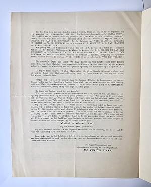 [Military, printed letter 1906] Gedrukte brief van Jos van der Steen, commandant van de schutteri...