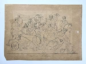 [Pencil drawing, early 20th century] Pentekening door A.J. Kamphuis van La Mort de Meleagre, 20x2...
