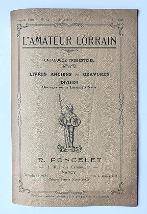 [Sale catalogue French, Lorraine 1938] Catalogus 'L'amateur Lorrain, livres anciens, gravures sur...
