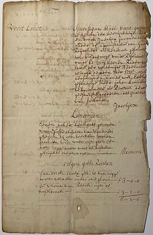Manuscript 1728 Beek en Donk | Staat van hetgene de kerk van Beek en Donck jaarlijks als inkomen ...