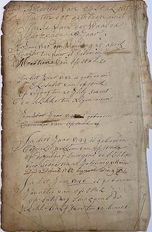 Manuscript 1746 | Bijbelblad met aantekeningen betr. gezin Van Opstal, 1738-1746. 1 p, folio.