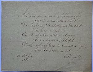 Manuscript 1833 | One page from an album amicorum by C. Langeveldt, d.d. 1833