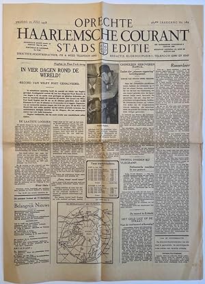 [Aviation, luchtvaart 1938] Copy of Opr. Haarlemsche Courant 15-7-1938 with article on the flight...