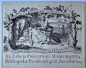 Book history 1709 | Ex libris 'Prosperi Marchand, bibliopolae Parisiensis, via Jacobaea', gravure...