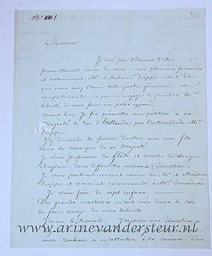 Manuscript music 1806 | Brief van Lea, d.d. Parijs 9-6-1806, aan de grootmeester van Lodewijk Nap...