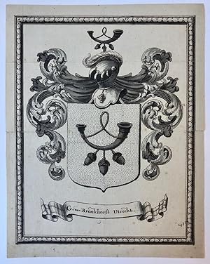 [Heraldic drawing, 19th century] Getekend familiewapen van "G. van Bronkhorst, Utrecht" (hoorn me...