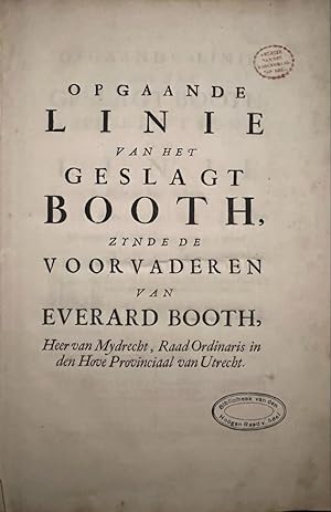 Opgaande linie van het geslagt Booth, zijnde de voorvaderen van Everard Booth, heer van Mijdrecht...