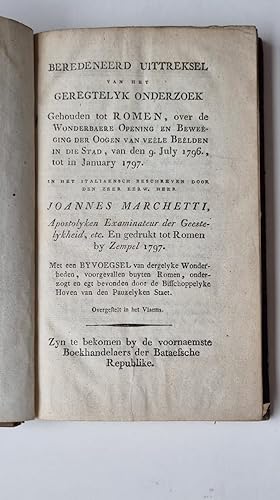 [Flemish translation on Christian wonders in Rome, [ca.1801]] Beredeneerd uittreksel van het gere...
