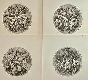 [4 antique prints, engravings, ca. 1577] The Four Last Things (set title)/ Het Laatste Oordeel , ...
