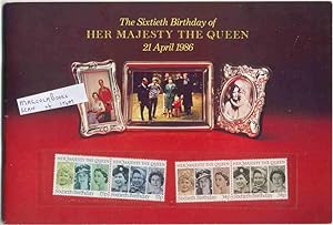 The Sixtieth Birthday of Her Majesty the Queen 21st April 1986 ( with Stamps )