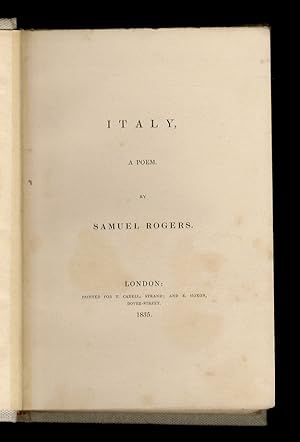 Italy. A poem. - Poems.