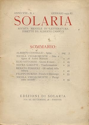 Solaria. [Rivista] Anno VIII. N. 1. Gennaio 1933.