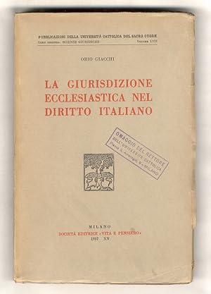 La giurisdizione ecclesiastica nel diritto italiano.