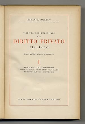 Sistema istituzionale del diritto privato italiano. IV edizione riveduta e aumentata.