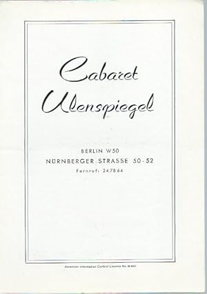 Programmheft zu 'Bitte wählen'. Cabaret-Abend mit Werner Finck, Günter Neumann, Werner Oehlschläg...
