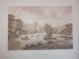 A single original sepia aquatint Illustrating a View of Bidford, Warwickshire. Published for Samu...