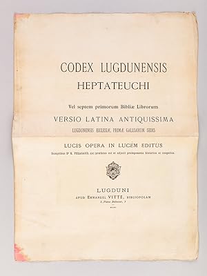 Codex Lugdunensis Heptateuchi [ Prospectus pour l'édition Vitte de 1901 ] Vel septem primorum Bib...