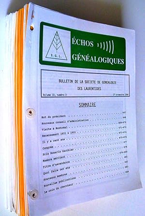 Échos généalogiques, bulletin de la Société de généalogie des Laurentides, vol. 2, no 1, automne ...