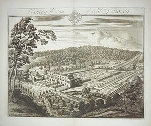 Original Engraved Antique Print Illustrating a Birdseye View of Flaxley in Gloucestershire, The S...
