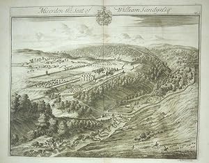 Original Engraved Antique Print Illustrating a Birdseye View of Miserden in Gloucestershire,The S...