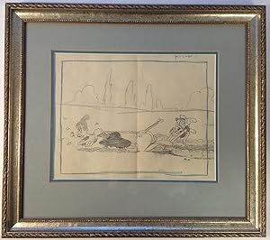 Framed original animation production drawing from the 1939 Betty Boop short "Musical Mountaineers"