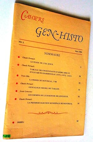 Cahiers Gen-histo, no 2, mars 1982