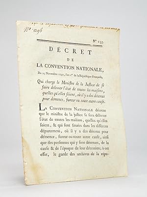 Décret de la Convention Nationale du 23 Novembre 1793, lan Ier de la République Française, Qui c...