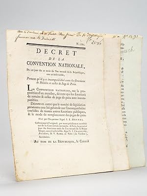 [ 3 décrets de la Révolution Française sur les Notaires ] Décret de la Convention Nationale, Du 7...