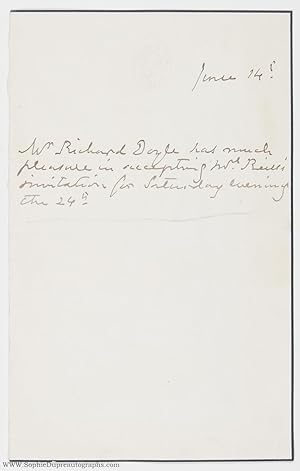 Autograph Note in the 3rd Person to Mrs Reiss, (Richard, 1824-1883, Punch Artist 1843-1850)