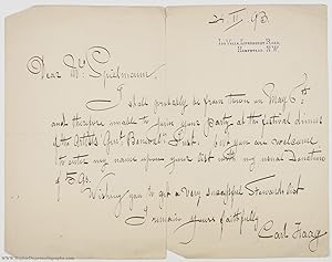 Autograph Letter Signed to 'Dear Mr Spielmann', (Carl, 1820-1905, R.W.S., Court Painter to the Du...