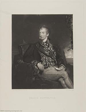 Fine Aquatint Engraving of his Portrait by Sir Thomas Lawrence (Prince Klemens, 1773-1859, Austri...