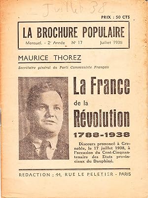La France de la Révolution. 1788-1938.