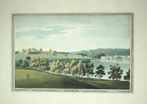 Original Hand Coloured Antique Aquatint Print Illustrating Blenheim (third view) in Oxfordshire. ...