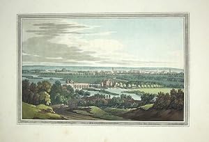 Original Hand Coloured Antique Aquatint Print Illustrating A View of Reading from Caversham in Be...