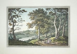 Original Hand Coloured Antique Aquatint Print Illustrating a View of Nuneham from the Wood in Oxf...