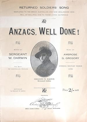 'Anzacs, Well Done!' musical score