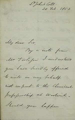 Autograph letter signed, 3-sides 8vo, to an un-named correspondent, perhaps the Rev. Edwin Sidney: