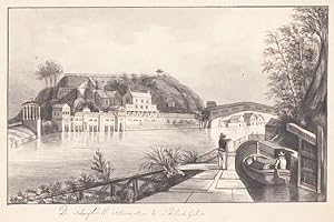 Original washed ink drawing of Fairmount Waterworks of Schuylkill River, Philadelphia, copying W....
