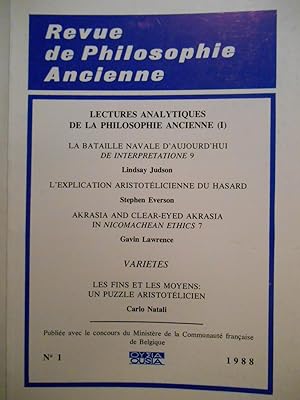 Revue de philosophie ancienne. TOME vi - N°1 (1988).