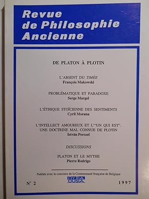 Revue de philosophie ancienne. TOME xv - N°2 (1997).