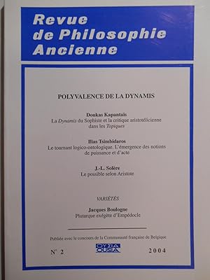Revue de philosophie ancienne. TOME xxii - N°2 (2004).