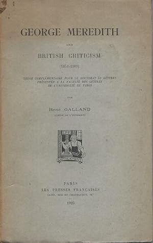George Meredith and British Criticism (1851 - 1909)
