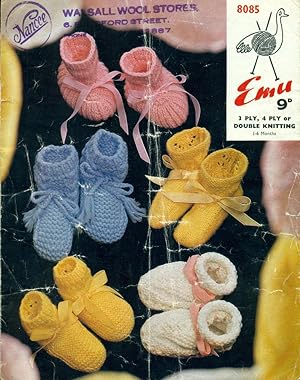 EMU 3 Ply, 4 Ply or Double Knit : BABY BOOTEES : Leaflet #8085