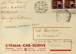 Cartolina postale manoscritta autografa, firmata, indirizzata a Elda Bossi, via Cernaia 31, Firen...