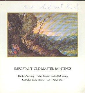 Important Old Master Paintings, Sale 4068 (January 1978)